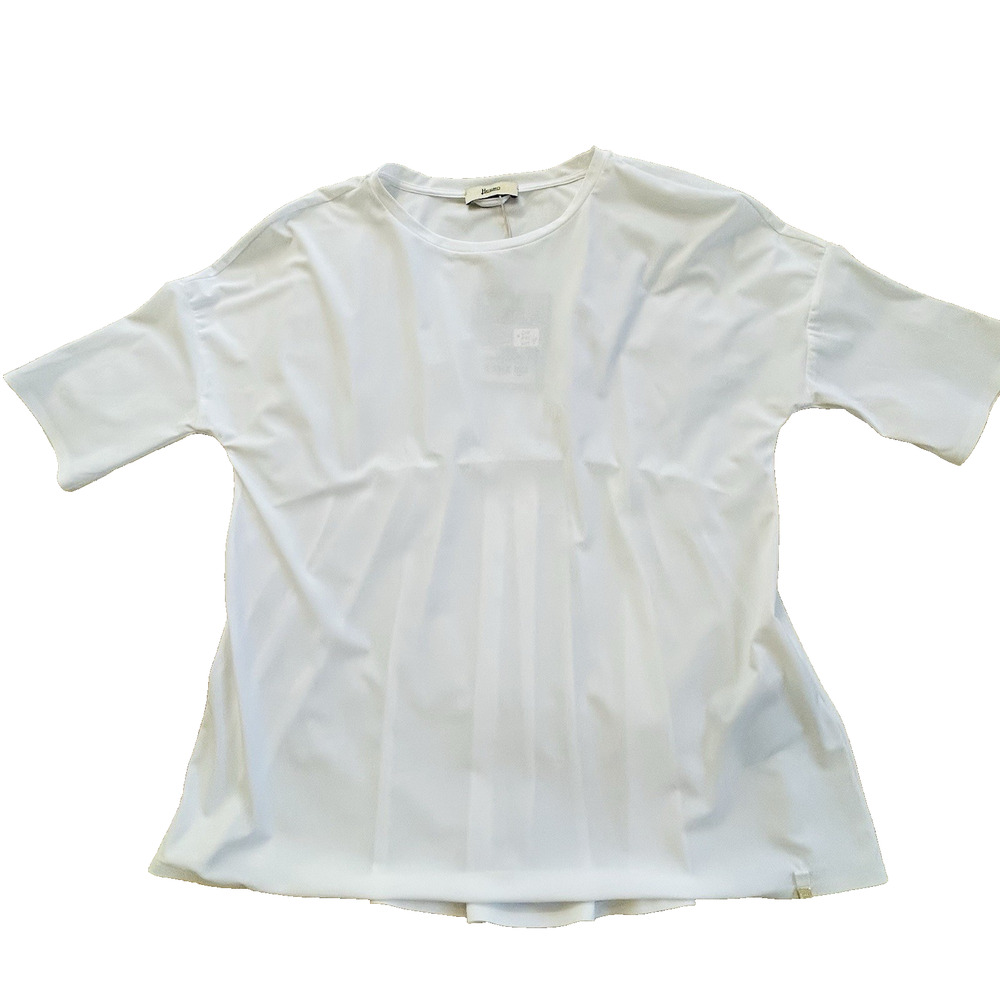 Herno White Blouse 42 6 Pleats Dolman Stretch Quiet Luxury Minimalist Capsule